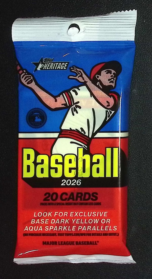 2026 Topps Heritage Series 1 Baseball HANGER VALUE FAT PACK: Factory Sealed Topps Baseball MLB Trading & Sports Cards, Rookie Cards in this set are Jack Caglianone, Speckled, SP, SSP, Variations, Autographs, Chrome, Refractors, 1976 Topps, Sports Cards for Sale