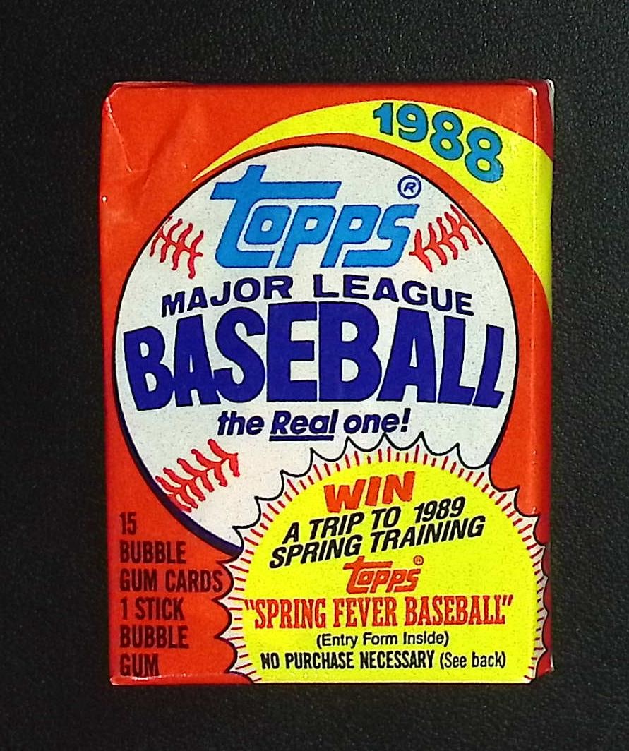 1988 Topps Series 1 Vintage Baseball Card Retail Box Wax Pack Sports Cards: Topps Vintage Rookie Basseball MLB Trading & Sports Cards, Rookie Cards in this Set are Tom Glavine, & Jim Abbott, Old Baseball and Sports Cards For Sale Near Me, World Series Players, Hall of Fame St
