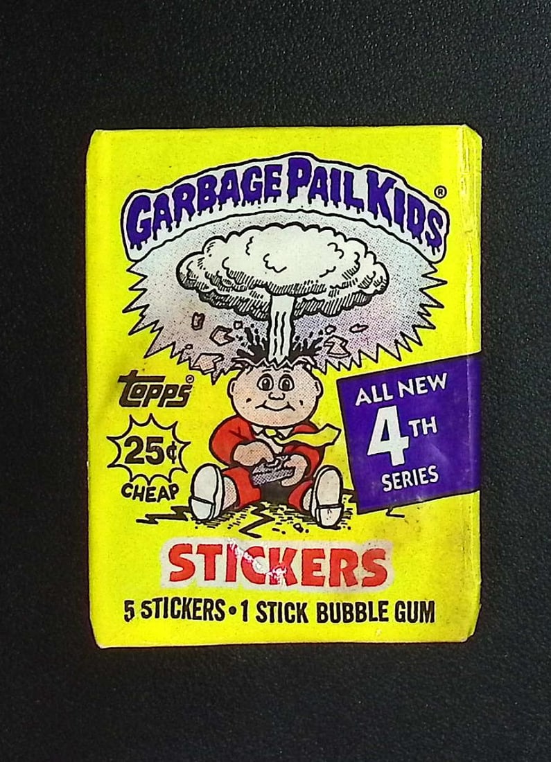 1986 Topps Vintage Garbage Pail Kids Retail Box Wax Pack - 4th Series: Sealed Packs this old have no card quality guarantees - Topps Trading Cards Sold on Line, Auction Lots for sale on line, Trading Card Stickers