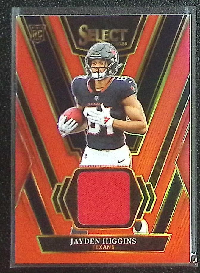 Jayden Higgins Red Prizm Rookie Patch 2025 Select #RSW-JHS Houston Texans (1 of 2)