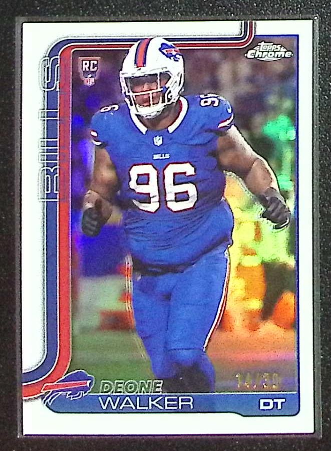 Deone Walker Rookie Card White Refractor /30 2025 Topps Chrome #360 Buffalo Bills: Topps Chrome Football NFL Trading Sports Cards, Sports Cards for Sale Near Me, Super Bowl & Hall of Fame Player Cards, Resurgence, Composite, SP, SSP, Valuable Auction Memorabilia Lots For Sale On Lin