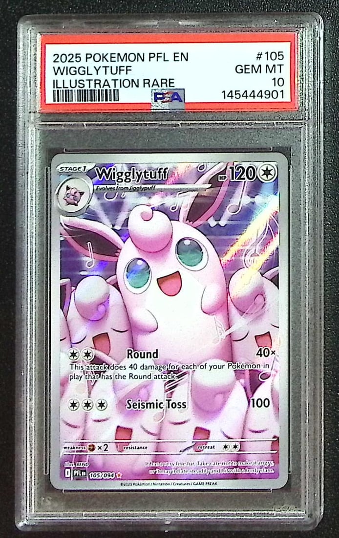 Pokemon Phantasmal Flames Wigglytuff Illustration Rare #105 PSA 10: Pokemon Trading Card Game Cards, Charizard, Pikachu, Mewtwo, Reverse Holo, Holo Rare, Secret Rare Cards, Full Art Cards, Eevee, Ultra Rare Card, Illustration Rare, Special Illustration Rare SIR