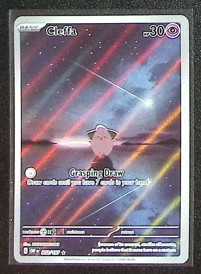 Pokemon Obsidian Flames Cleffa Illustration Rare #202: Pokemon Trading Card Game Cards, Charizard, Pikachu, Mewtwo, Reverse Holo, Holo Rare, Secret Rare Cards, Full Art Cards, Eevee, Ultra Rare Card, Illustration Rare, Special Illustration Rare SIR
