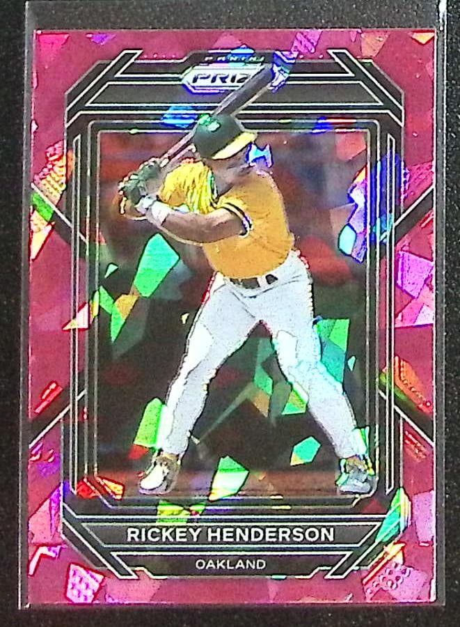 Rickey Henderson Pink Ice 2023 Panini Prizm #234 Oakland Athletics: Panini Baseball MLB Trading & Sports Cards, Sports Cards for Sale Near Me, Prizm, Mosaic, Select, SP, SSP, Auction Memorabilia Lots for Sale On Line, World Series & Hall of Fame Players