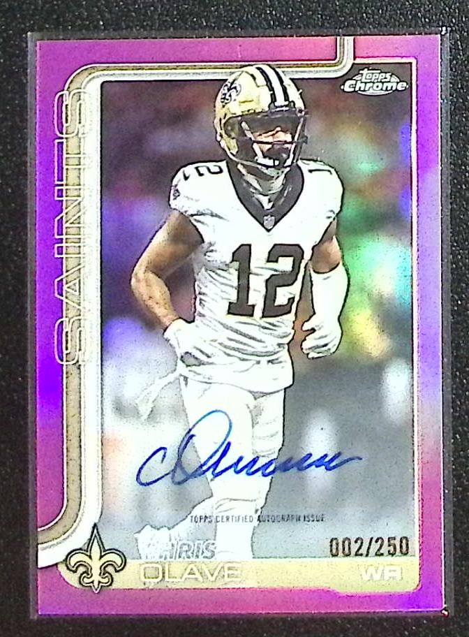 Chris Olave Pink Refractor Auto /250 2025 Topps Chrome #BA-CO New Orleans Saints: Topps Chrome Football NFL Trading Sports Cards, Sports Cards for Sale Near Me, Super Bowl & Hall of Fame Player Cards, Resurgence, Composite, SP, SSP, Valuable Auction Memorabilia Lots For Sale On Lin