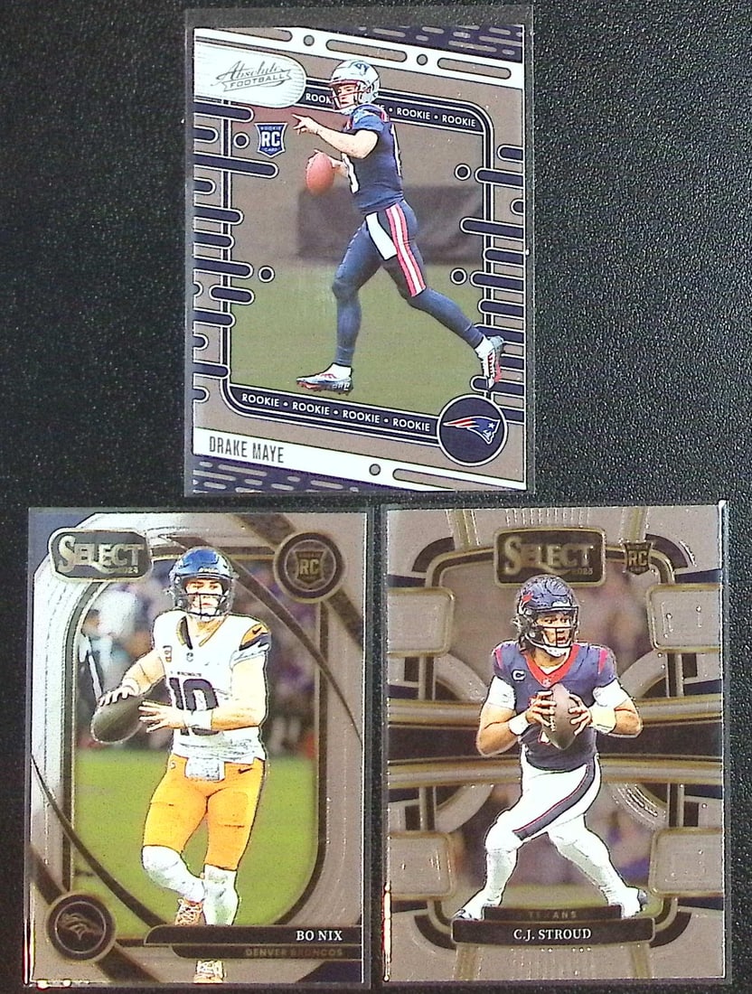 Lot of 3 Panini NFL QB Rookie Cards. Drake Maye, Bo Nix, Cj Stroud (1 of 2)