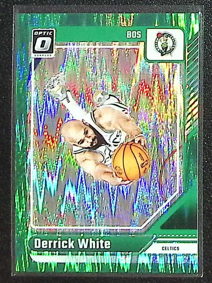 Derrick White Green Shock Prizm /149 2024-25 Donruss Optic #62 Boston Celtics (1 of 2)