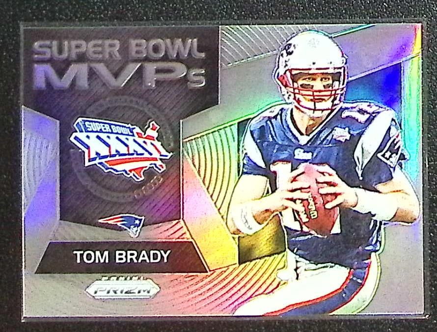 Tom Brady Super Bowl MVPs Silver Prizm 2017 Panini Prizm #15 New England Patriots: Panini Select, Prizm, Mosaic, Contenders, Zenith, Phoenix, Illusions, Absolute, Rookie NFL Sports Trading Cards, SP, SSP, Cards, Football Cards for Sale Near Me, Superbowl & Hall of Fame Player Cards,