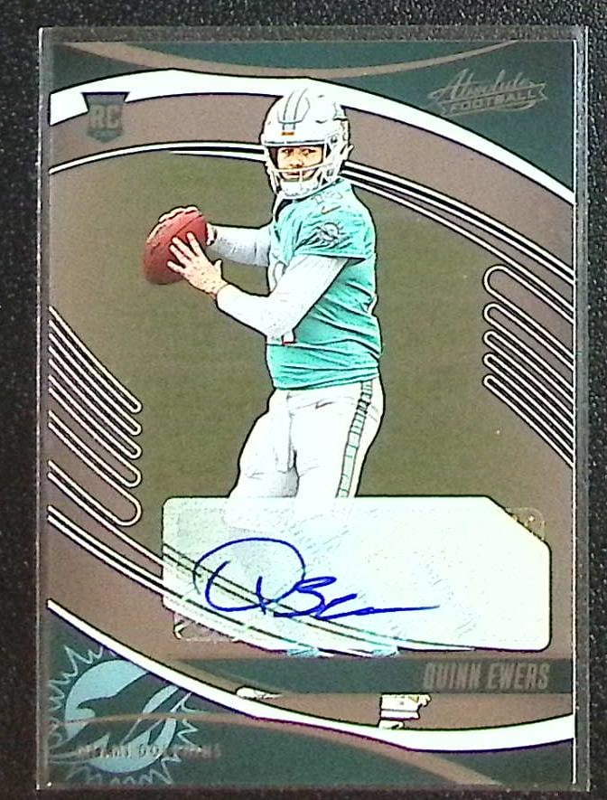 Quinn Ewers Rookie Auto 2025 Absolute #170 Miami Dolphins: Panini Select, Prizm, Mosaic, Contenders, Zenith, Phoenix, Illusions, Absolute, Rookie NFL Sports Trading Cards, SP, SSP, Cards, Football Cards for Sale Near Me, Superbowl & Hall of Fame Player Cards,