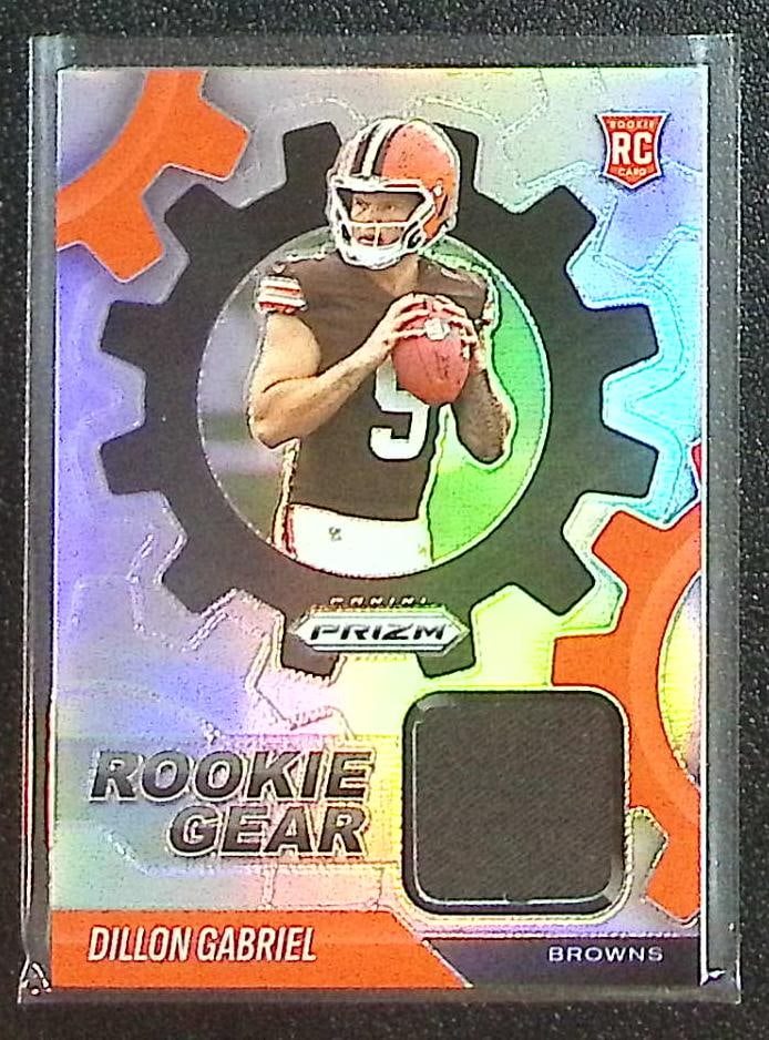 Dillon Gabriel Silver Prizm Rookie Patch 2025 Panini Prizm #RGR-DGL Cleveland Browns: Panini Select, Prizm, Mosaic, Contenders, Zenith, Phoenix, Illusions, Absolute, Rookie NFL Sports Trading Cards, SP, SSP, Cards, Football Cards for Sale Near Me, Superbowl & Hall of Fame Player Cards,
