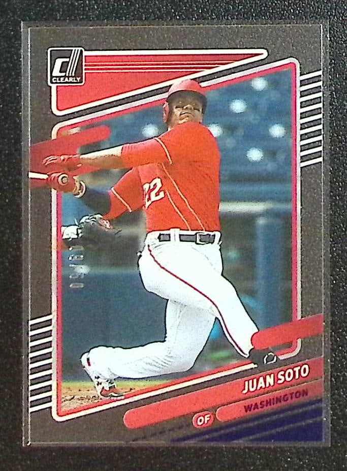 Juan Soto Acetate Blue /50 2021 Chronicles Clearly Donruss #5 Nationals, Mets: Panini Baseball MLB Trading & Sports Cards, Sports Cards for Sale Near Me, Prizm, Mosaic, Select, SP, SSP, Auction Memorabilia Lots for Sale On Line, World Series & Hall of Fame Players
