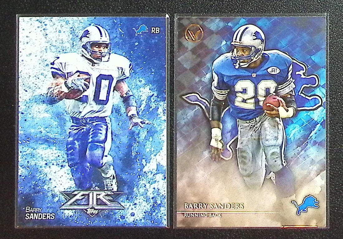 Lot of 2 Barry Sanders 2014 Topps Football Cards. Topps Fire #43 & Topps Valor #43 (1 of 2)
