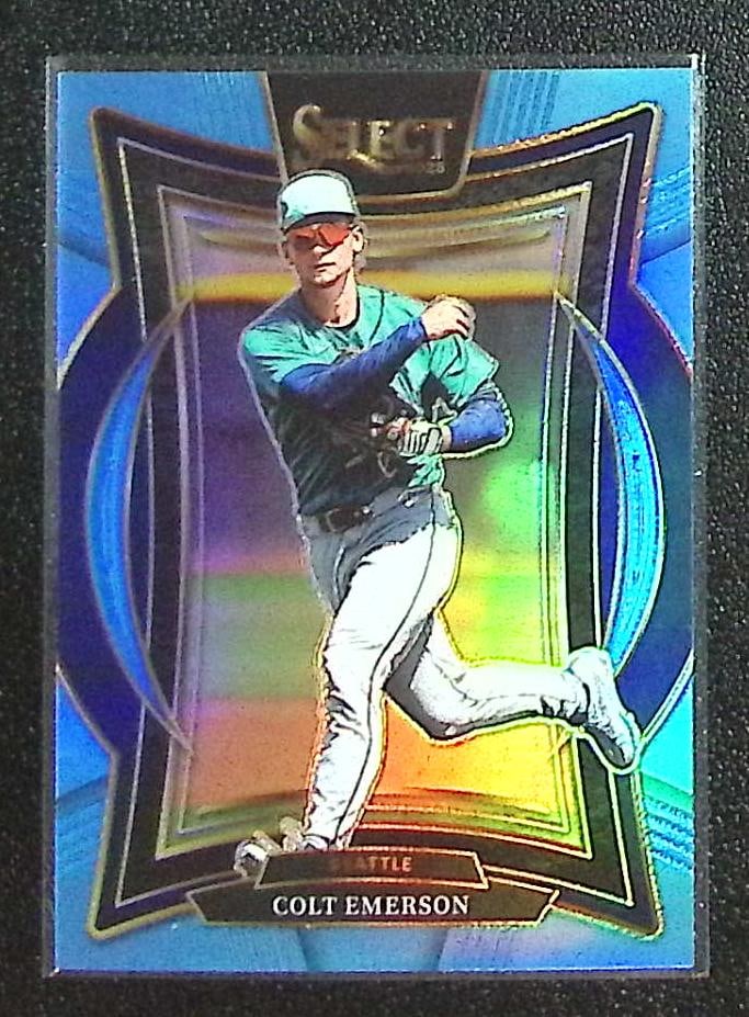 Colt Emerson Light Blue Prizm /199 2025 Select #73 Seattle Mariners: Panini Baseball MLB Trading & Sports Cards, Sports Cards for Sale Near Me, Prizm, Mosaic, Select, SP, SSP, Auction Memorabilia Lots for Sale On Line, World Series & Hall of Fame Players