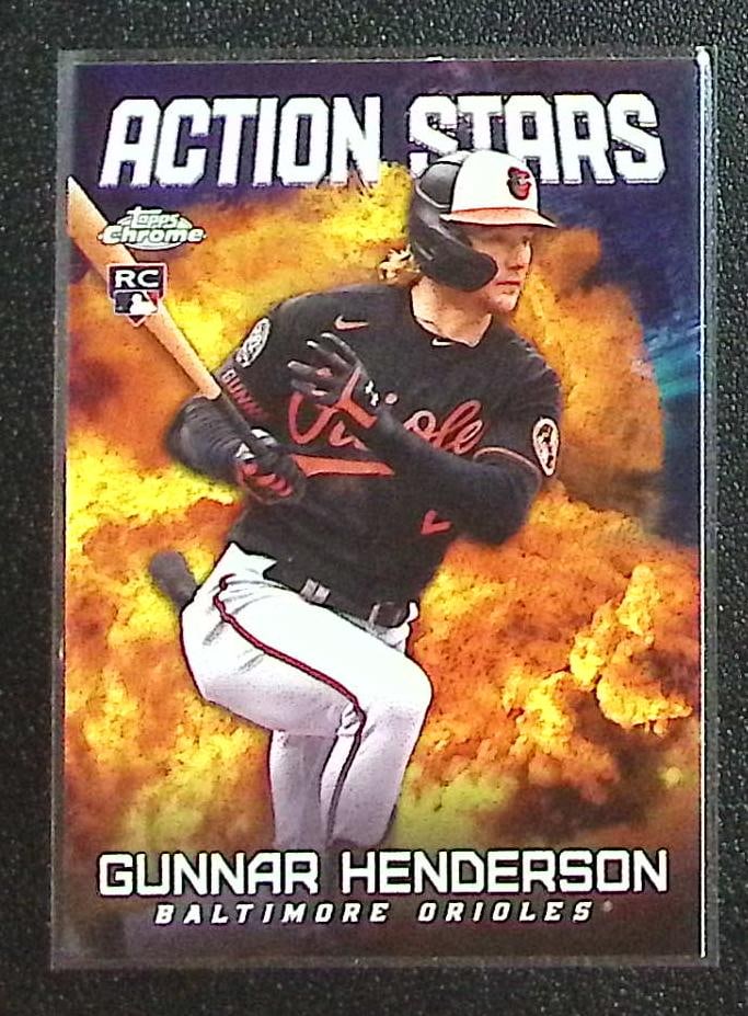 Gunnar Henderson Rookie Card Action Stars 2023 Topps Chrome Update #ASC-2 Orioles: Topps Baseball MLB Trading & Sports Cards, Sports Cards for Sale Near Me, World Series & Hall of Fame Players Memorabilia, Refractors, X-Fractors, Numbered, SP, SSP, Valuable Auction Memorabilia Lots 