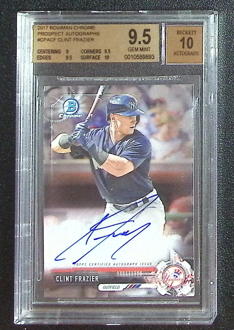 Clint Frazier Prospects Auto 2017 Bowman Chrome #CPA-CF BGS 9.5 Auto 10: Bowman Baseball MLB Trading & Sports Cards, Sports Cards for Sale Near Me, World Series & Hall of Fame Players, SP, SSP, Chrome, 1st Bowman, Auction Memorabilia Lots Sold On Line