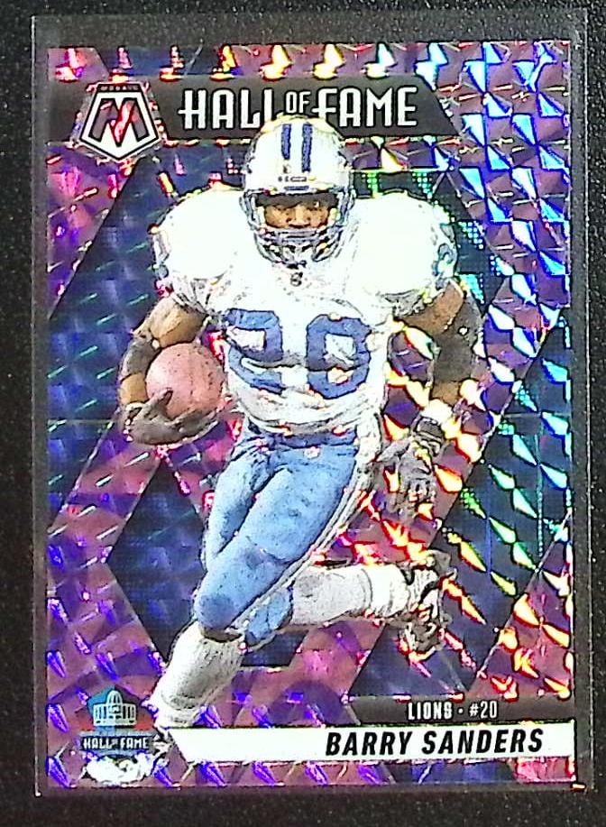 Barry Sanders Purple Reactive Prizm 2025 Mosaic #291 Detroit Lions: Panini Select, Prizm, Mosaic, Contenders, Zenith, Phoenix, Illusions, Absolute, Rookie NFL Sports Trading Cards, SP, SSP, Cards, Football Cards for Sale Near Me, Superbowl & Hall of Fame Player Cards,