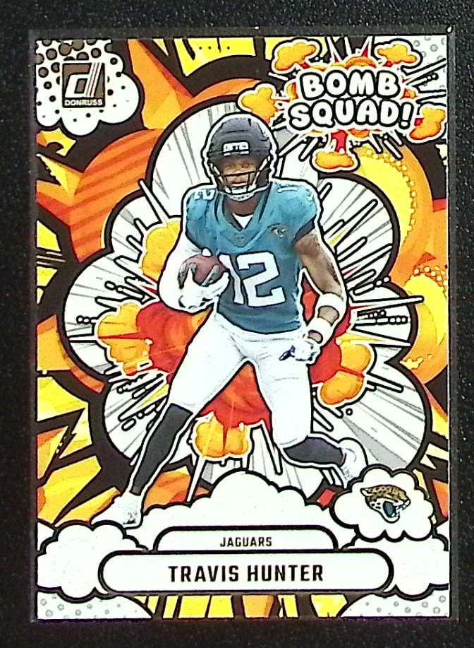 Travis Hunter Rookie Card Bomb Squad 2025 Panini Donruss #BS-THR Jaguars: Panini Select, Prizm, Mosaic, Contenders, Zenith, Phoenix, Illusions, Absolute, Rookie NFL Sports Trading Cards, SP, SSP, Cards, Football Cards for Sale Near Me, Superbowl & Hall of Fame Player