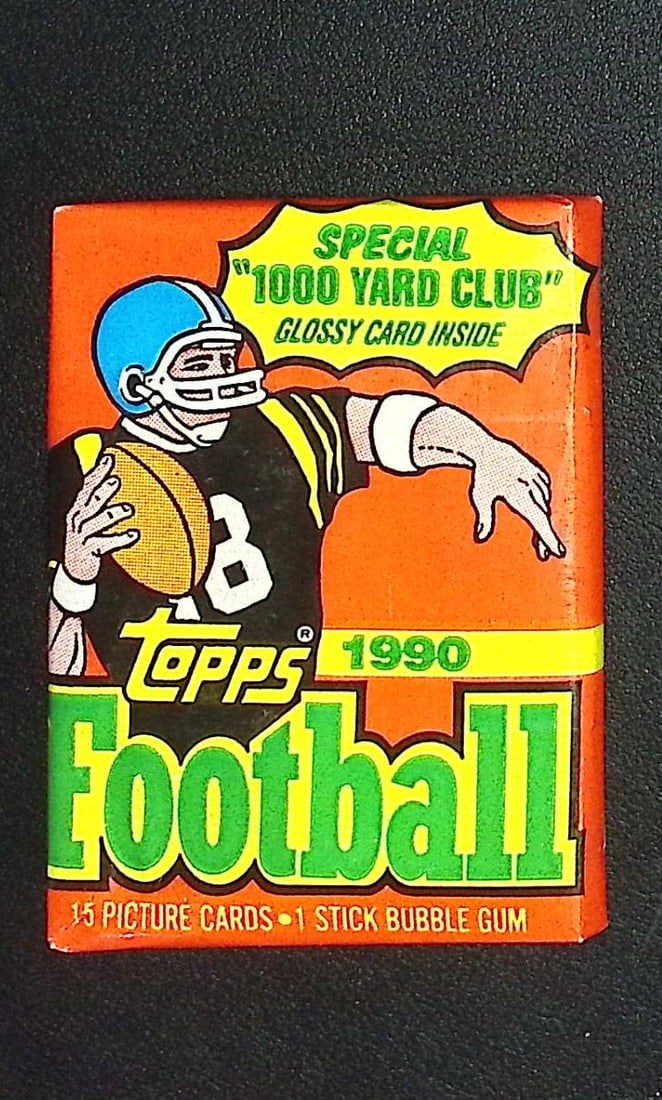 1990 Series 1 Topps Football Card Retail Box Wax Pack - Deion Sanders Rookie Card: Vintage Valuable Football NFL Trading & Sports Cards, Old Sports Cards Sold On Line, Auction Lots Sold On Line, Super Bowl and Hall of Fame Players, Dallas Cowboys, Buffalo Bills, Steelers, 49ers,