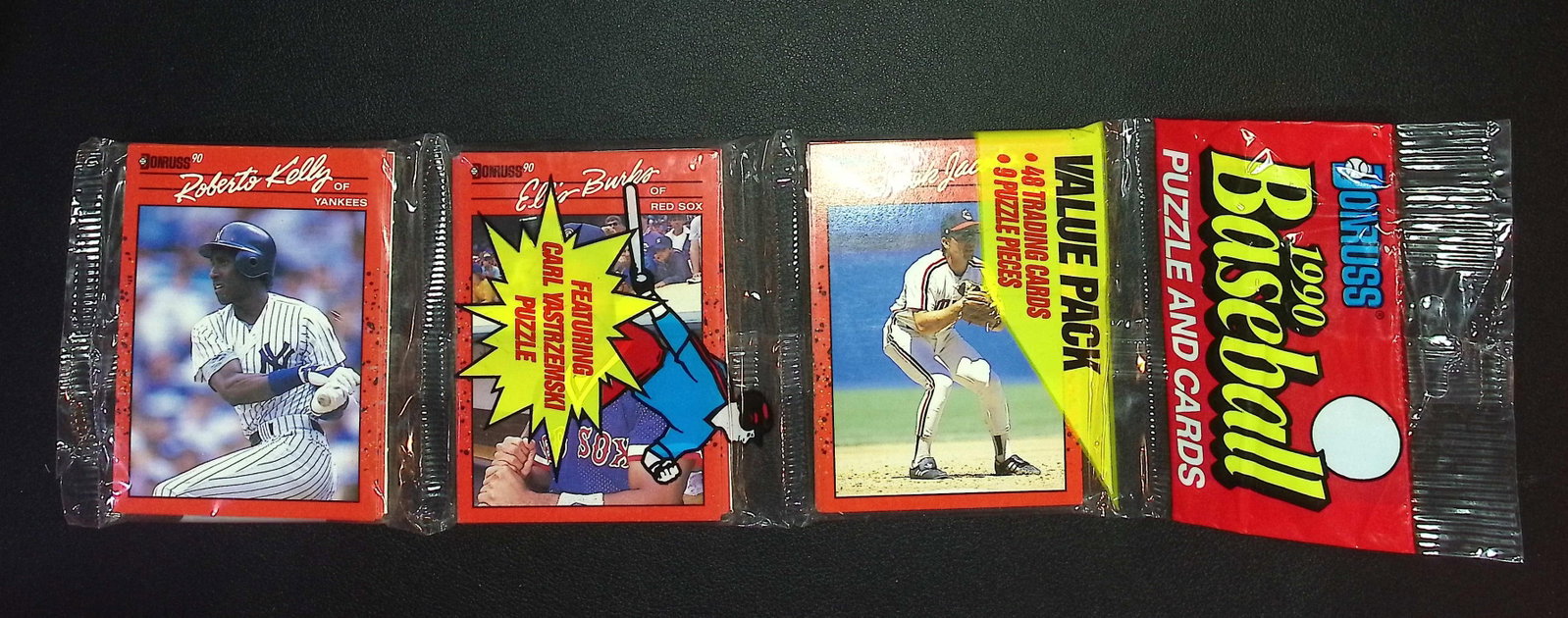 1990 Donruss Series 1 RACK PACK Vintage Baseball Card Factory Sealed - You Get the Pack Shown: Vintage Valuable Donruss Baseball MLB Trading & Sports Cards, Robin Yount, George Brett, Rickey Henderson, Nolan Ryan, Old Sports Cards for Sale Near Me, World Series & hall of Fame Players, Auction M