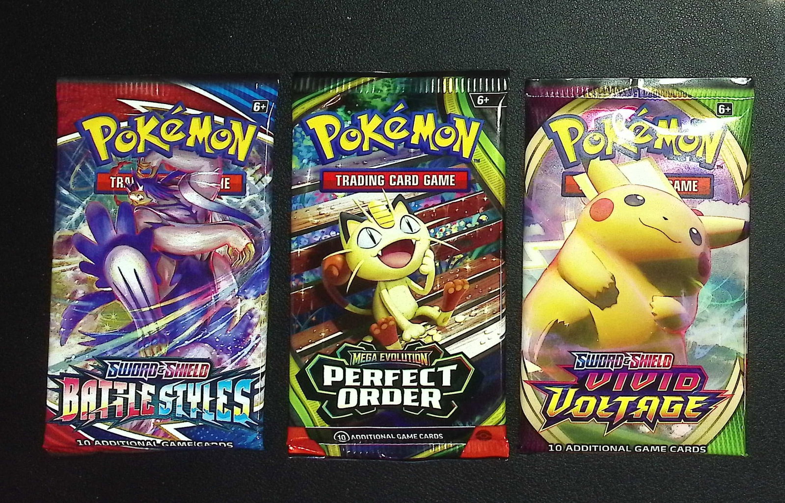 3 COUNT: 1 - Pokemon Battle Styles, 1 - Perfect Order, & 1 - Vivid Voltage Booster Packs (1 of 1)