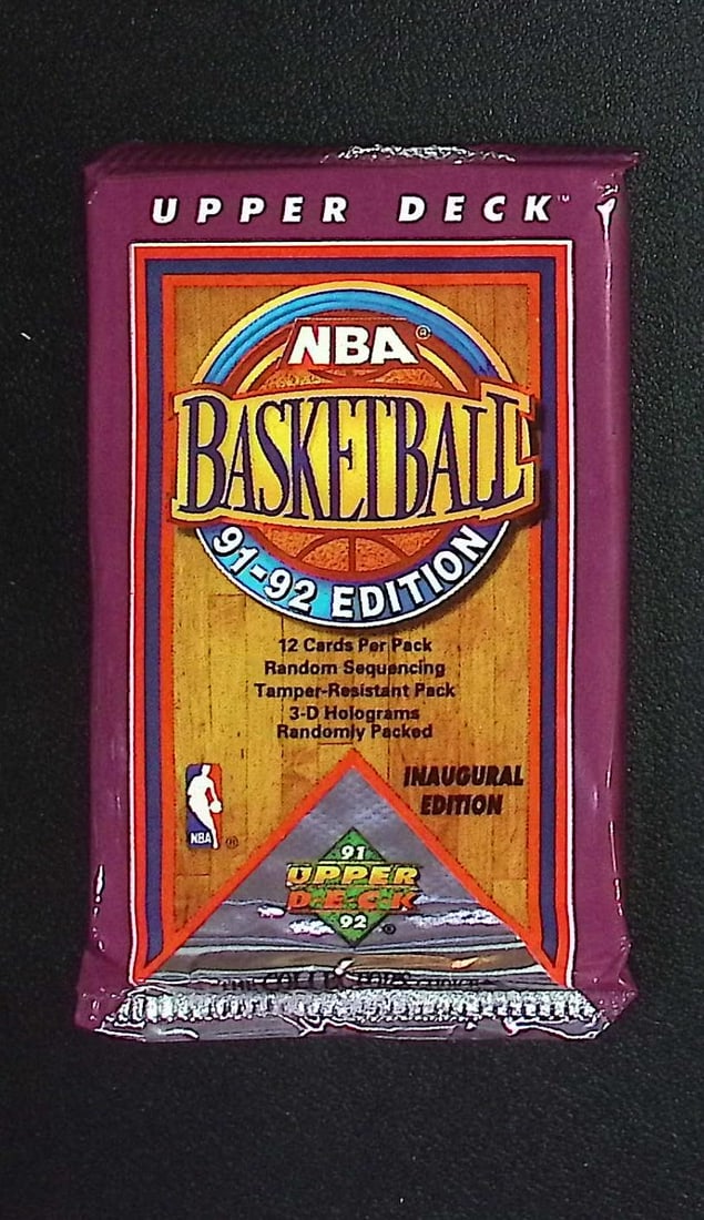1991-92 Upper Deck Inaugural Edition Basketball Retail Box Wax Pack: Vintage Valuable Basketeball NBA Trading & Sports Cards Sold On Line, Michael Jordan, Chicago Bulls, David Robinson Rookie Card, Shawn Kemp Rookie Card, Magic Johnson, Larry Bird, Tim Hardaway RC, Old