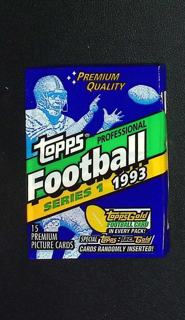 1993 Topps Football Card Retail Box Wax Pack - John Elway, Dan Marino, Joe Montana: Vintage Valuable Football NFL Trading & Sports Cards, Old Sports Cards Sold On Line, Auction Lots Sold On Line, Super Bowl and Hall of Fame Players, Dallas Cowboys, Buffalo Bills, Steelers, 49ers, Joe