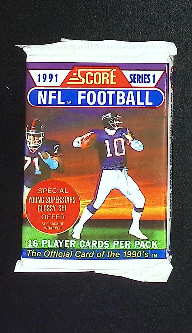 1991 Score Series 1 Vintage Football Card Retail Box Pack Sports Cards Brett Favre Rookie Card (1 of 1)