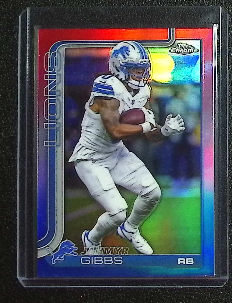 Jahmyr Gibbs Red, White, & Blue Refractor 2025 Topps Chrome #101 (1 of 2)