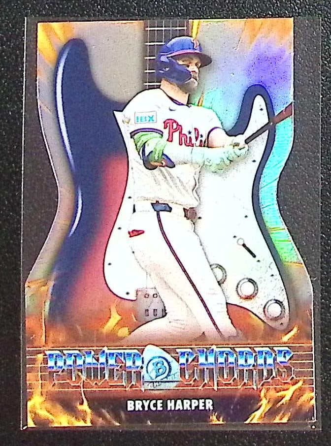 Bryce Harper Power Chords Die Cut 2026 Bowman Chrome #PC-7 Philadelphia Phillies: Bowman Baseball MLB Trading & Sports Cards, Sports Cards for Sale Near Me, World Series & Hall of Fame Players, SP, SSP, Chrome, 1st Bowman, Auction Memorabilia Lots Sold On Line