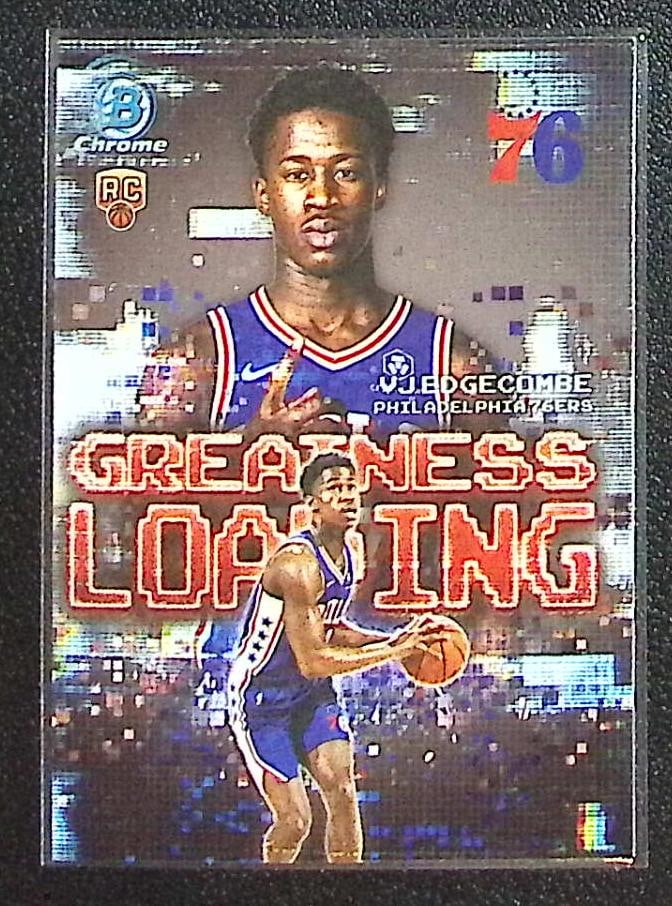 Vj Edgecombe Rookie Card Greatness Loading 2025-26 Bowman Chrome #GL-3 76ers: Bowman Chrome Basketball NBA Trading & Sports Cards, Sports Cards for Sale Near Me, Chrome, Refractor, SP, SSP, Valuable Auction Memorabilia Lots Sold On Line, NBA Championship & Hall of Fame Player C