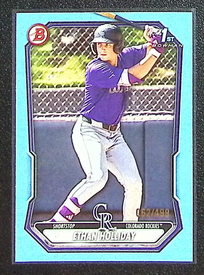 Ethan Holliday 1st Bowman Sky Blue /499 2026 Bowman #BP-1 Colorado Rockies (1 of 2)