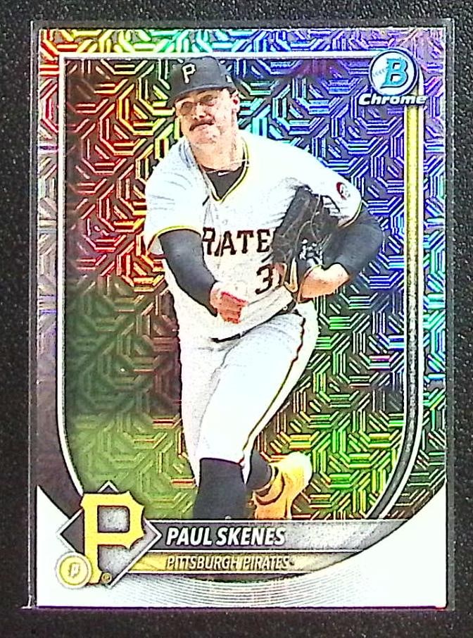 Paul Skenes Mojo Refractor 2025 Bowman Chrome #30 Pittsburgh Pirates: Bowman Baseball MLB Trading & Sports Cards, Sports Cards for Sale Near Me, World Series & Hall of Fame Players, SP, SSP, Chrome, 1st Bowman, Auction Memorabilia Lots Sold On Line