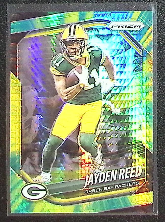 Jayden Reed Hyper Prizm /200 2025 Panini Prizm #25 Green Bay Packers: Panini Select, Prizm, Mosaic, Contenders, Zenith, Phoenix, Illusions, Absolute, Rookie NFL Sports Trading Cards, SP, SSP, Cards, Football Cards for Sale Near Me, Superbowl & Hall of Fame Player Cards,