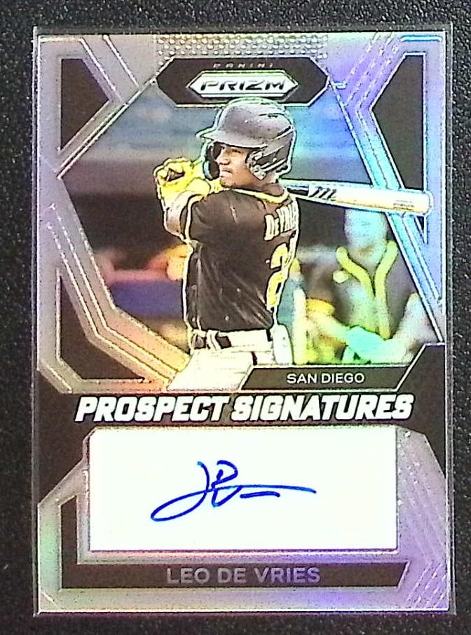 Leo De Vries Silver Prizm Auto 2024 Panini Prizm #PS-LDV Padres, Athletics: Panini Baseball MLB Trading & Sports Cards, Sports Cards for Sale Near Me, Prizm, Mosaic, Select, SP, SSP, Auction Memorabilia Lots for Sale On Line, World Series & Hall of Fame Players