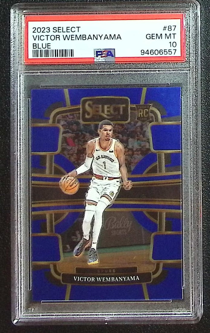 Victor Wembanyama Rookie Card 2023-24 Select #87 PSA 10 San Antonio Spurs: Panini Select, Prizm, Mosaic, Contenders, Revolution, Phoenix, NBA Hoops, Rookie NFL Sports Trading Cards, Silver, SP, SSP, Wave Prizms, Numbered Cards, Basketball sports Cards for Sale Near Me, NBA C