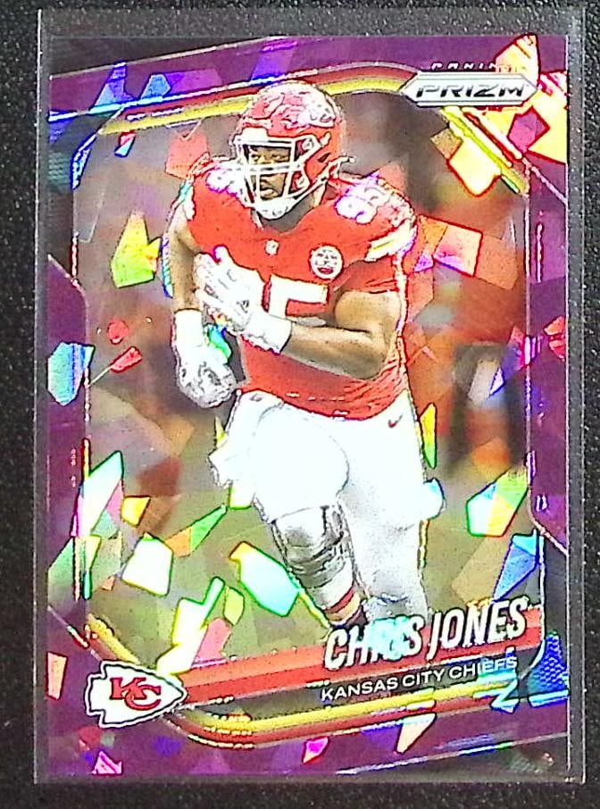 Chris Jones Purple Ice /225 2025 Panini Prizm #113 Kansas City Chiefs: Panini Select, Prizm, Mosaic, Contenders, Zenith, Phoenix, Illusions, Absolute, Rookie NFL Sports Trading Cards, SP, SSP, Cards, Football Cards for Sale Near Me, Superbowl & Hall of Fame Player Cards,