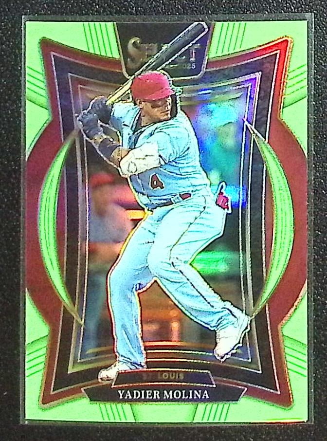 Yadier Molina Neon Green Prizm /49 2025 Panini Select #27 St. Louis Cardinals (1 of 2)