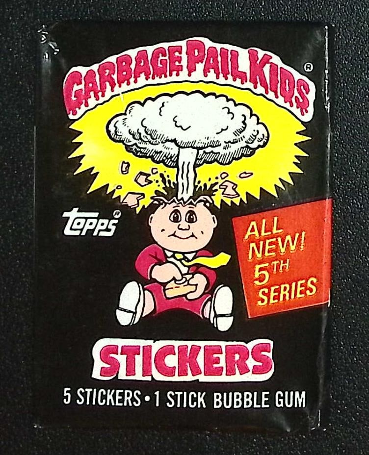 1986 Topps Vintage Garbage Pail Kids Retail Box Wax Pack - 5th Series: Sealed Packs this old have no card quality guarantees - Topps Trading Cards Sold on Line, Auction Lots for sale on line, Trading Card Stickers