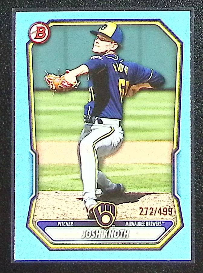 Josh Knoth Prospects Sky Blue /499 2026 Bowman #BP-113 Milwaukee Brewers: Bowman Baseball MLB Trading & Sports Cards, Sports Cards for Sale Near Me, World Series & Hall of Fame Players, SP, SSP, Chrome, 1st Bowman, Auction Memorabilia Lots Sold On Line