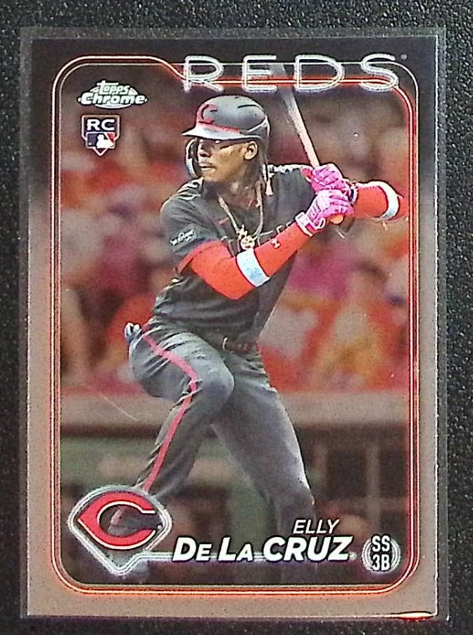 Elly De La Cruz Rookie Card 2024 Topps Chrome #44 Cincinnati Reds: Topps Baseball MLB Trading & Sports Cards, Sports Cards for Sale Near Me, World Series & Hall of Fame Players Memorabilia, Refractors, X-Fractors, Numbered, SP, SSP, Valuable Auction Memorabilia Lots 