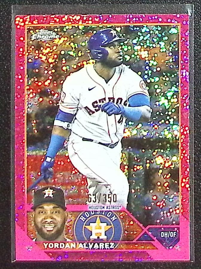 Yordan Alvarez Magenta Speckle Refractor /350 2023 Topps Chrome #201 Houston Astros: Topps Baseball MLB Trading & Sports Cards, Sports Cards for Sale Near Me, World Series & Hall of Fame Players Memorabilia, Refractors, X-Fractors, Numbered, SP, SSP, Valuable Auction Memorabilia Lots 