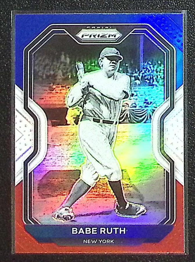 Babe Ruth Red White Blue Prizm 2021 Panini Prizm #182 New York Yankees: Panini Baseball MLB Trading & Sports Cards, Sports Cards for Sale Near Me, Prizm, Mosaic, Select, SP, SSP, Auction Memorabilia Lots for Sale On Line, World Series & Hall of Fame Players