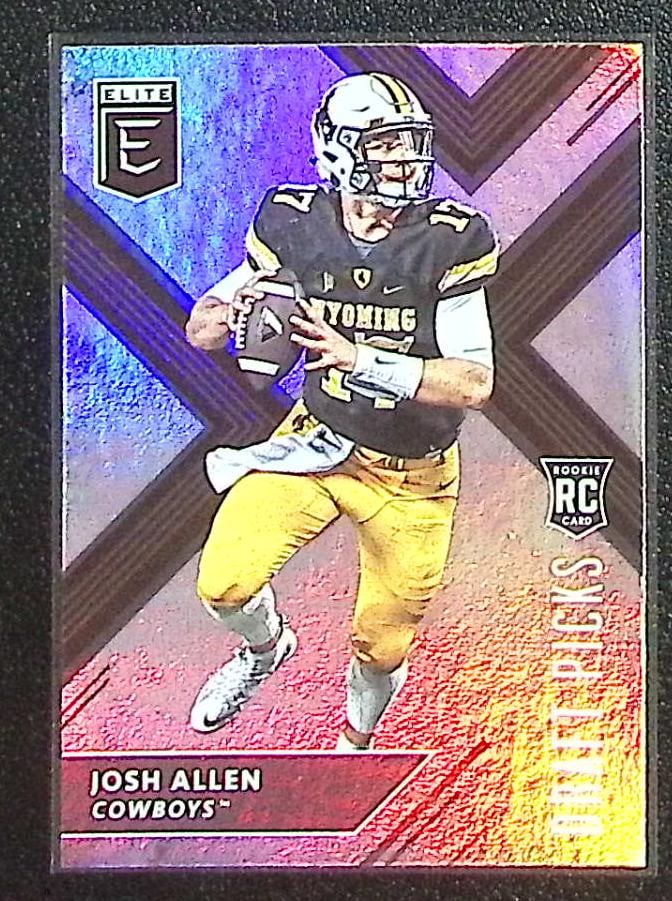 Josh Allen Rookie Card 2018 Panini Elite Draft Picks Collegiate #103 Wyoming, Bills: Panini Select, Prizm, Mosaic, Contenders, Zenith, Phoenix, Illusions, Absolute, Rookie NFL Sports Trading Cards, SP, SSP, Cards, Football Cards for Sale Near Me, Superbowl & Hall of Fame Player Cards,