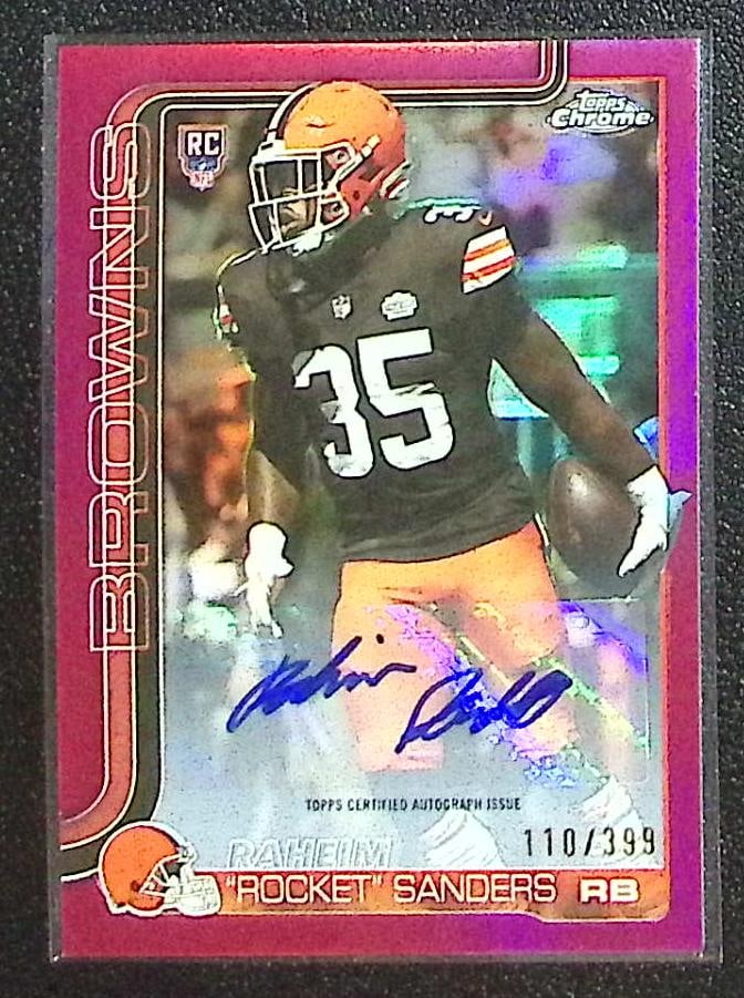 Raheim 'Rocket' Sanders Magenta Refractor Rookie Auto /399 2025 Topps Chrome #RRA-RRS: Topps Chrome Football NFL Trading Sports Cards, Sports Cards for Sale Near Me, Super Bowl & Hall of Fame Player Cards, Resurgence, Composite, SP, SSP, Valuable Auction Memorabilia Lots For Sale On Lin