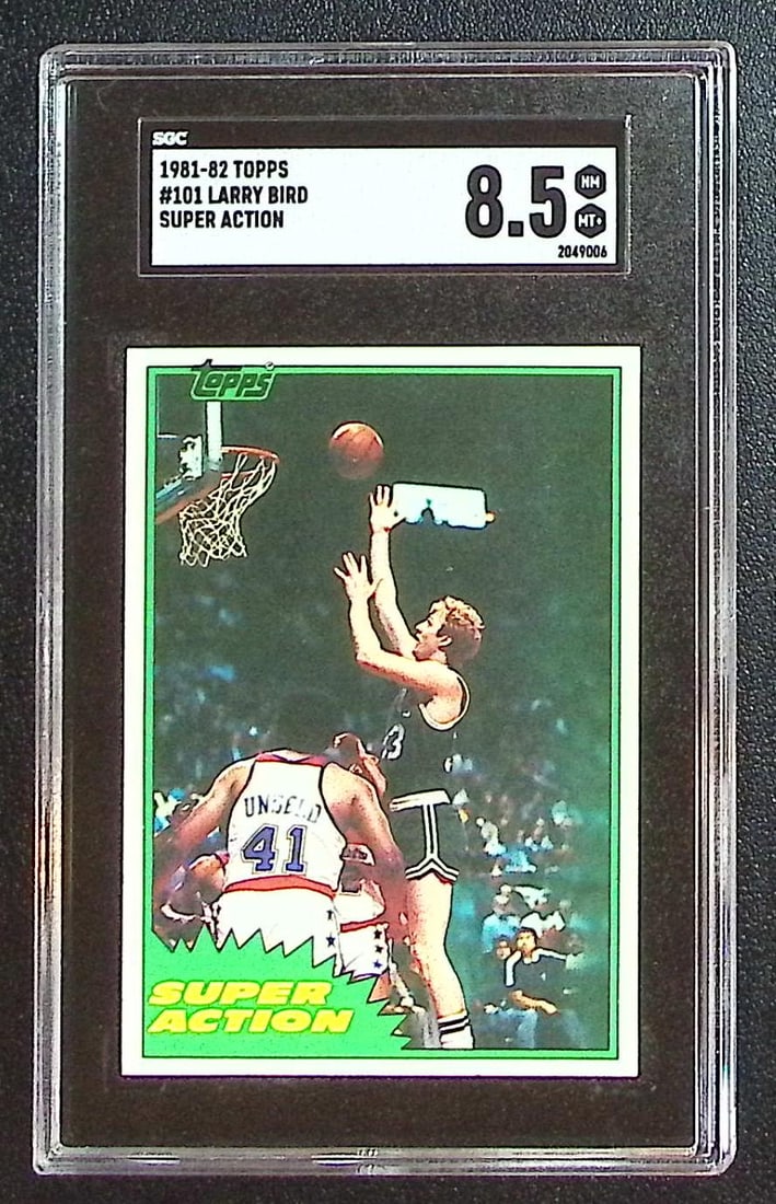 Larry Bird Super Action 1981-82 Topps #101 SGC 8.5 Boston Celtics: Topps Basketball NBA Trading & Sports Cards, Sports Cards for Sale Near Me, Chrome, Refractor, SP, SSP, Valuable Auction Memorabilia Lots Sold On Line, NBA Championship & Hall of Fame Player Cards