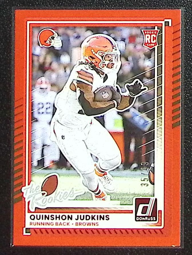 Quinshon Judkins The Rookies Red /49 2025 Donruss #DRH-67 Cleveland Browns: Panini Select, Prizm, Mosaic, Contenders, Zenith, Phoenix, Illusions, Absolute, Rookie NFL Sports Trading Cards, SP, SSP, Cards, Football Cards for Sale Near Me, Superbowl & Hall of Fame Player Cards,