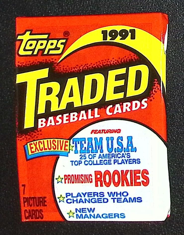 1991 Topps TRADED Series Vintage Baseball Cards Retail Box Wax Pack Sports Cards Rookie Cards (1 of 1)