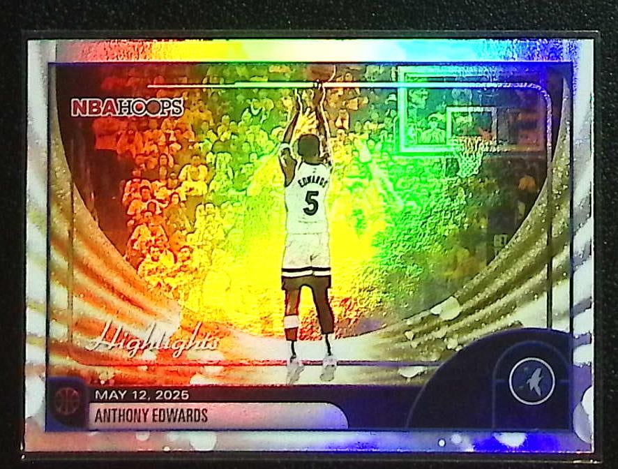Anthony Edwards Highlights 2025-26 Topps NBA Hoops #270 Minnesota Timberwolves: Topps Basketball NBA Trading & Sports Cards, Sports Cards for Sale Near Me, Chrome, Refractor, SP, SSP, Valuable Auction Memorabilia Lots Sold On Line, NBA Championship & Hall of Fame Player Cards