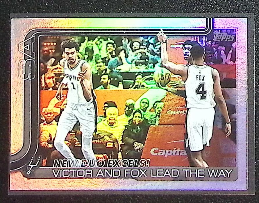 Wembanyama/Fox Rainbow Foil 2025-26 Topps #300 San Antonio Spurs: Topps Basketball NBA Trading & Sports Cards, Sports Cards for Sale Near Me, Chrome, Refractor, SP, SSP, Valuable Auction Memorabilia Lots Sold On Line, NBA Championship & Hall of Fame Player Cards