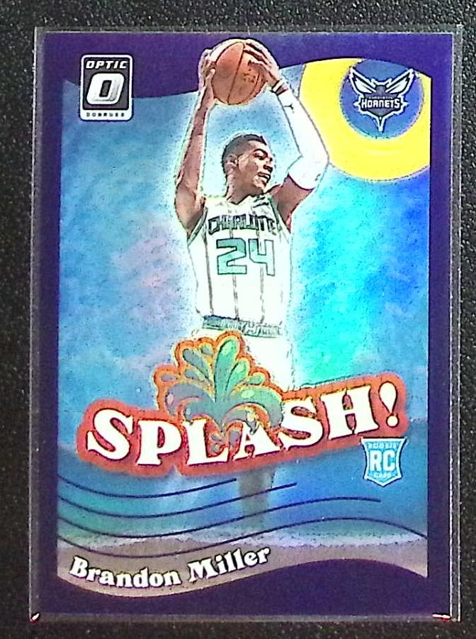 Brandon Miller Rookie Card Splash Purple Prizm 2023-24 Donruss Optic #11 Hornets: Panini Select, Prizm, Mosaic, Contenders, Revolution, Phoenix, NBA Hoops, Rookie NFL Sports Trading Cards, Silver, SP, SSP, Wave Prizms, Numbered Cards, Basketball sports Cards for Sale Near Me, NBA C